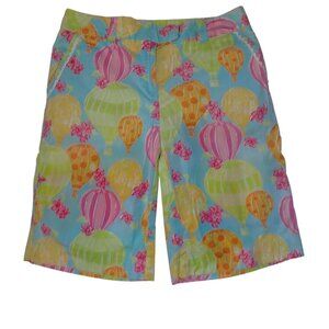Lilly Pulitzer Hot Air Balloon Print Bermuda‎ Chino Shorts Women 6 Vintage Y2k